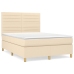 Cama box spring con colchón tela color crema 140x190 cm