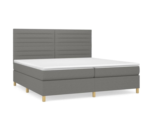 Cama box spring con colchón tela gris oscuro 200x200 cm