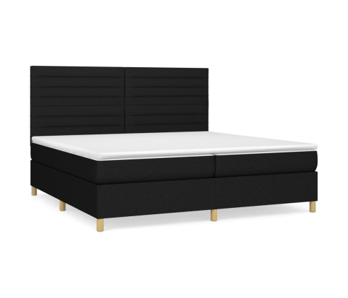 vidaXL Cama box spring con colchón tela negro 200x200 cm