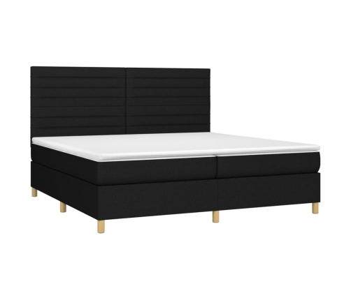 vidaXL Cama box spring con colchón tela negro 200x200 cm