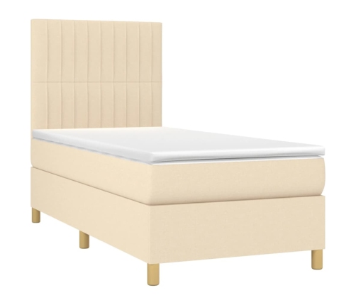 vidaXL Cama box spring con colchón tela color crema 90x190 cm