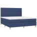 Cama box spring con colchón tela azul 160x200 cm