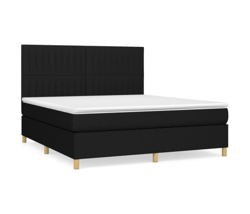 Cama box spring con colchón tela negro 180x200 cm