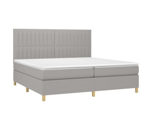 Cama box spring con colchón tela gris claro 200x200 cm