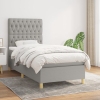 Cama box spring con colchón tela gris claro 90x190 cm