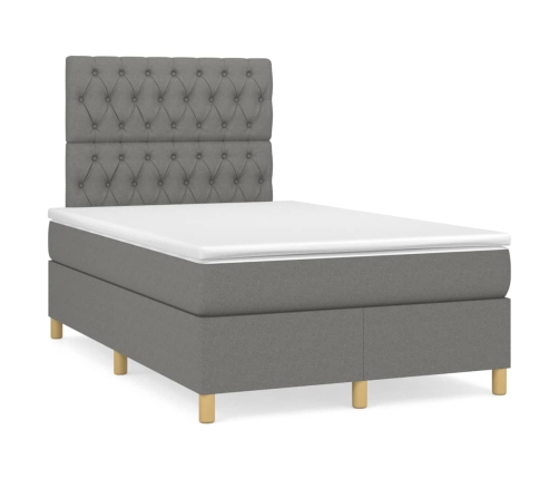 Cama box spring con colchón tela gris oscuro 120x200 cm