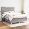 Cama box spring con colchón tela gris claro 140x190 cm