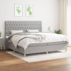 Cama box spring con colchón tela gris claro 200x200 cm