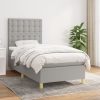 Cama box spring con colchón tela gris claro 90x190 cm