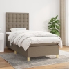 Cama box spring con colchón tela gris taupe 90x190 cm