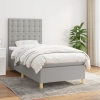 Cama box spring con colchón tela gris claro 90x200 cm