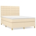 Cama box spring con colchón tela color crema 140x200 cm
