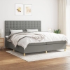 Cama box spring con colchón tela gris oscuro 200x200 cm