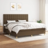 Cama box spring con colchón tela marrón oscuro 200x200 cm