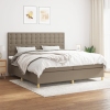 Cama box spring con colchón tela gris taupe 200x200 cm