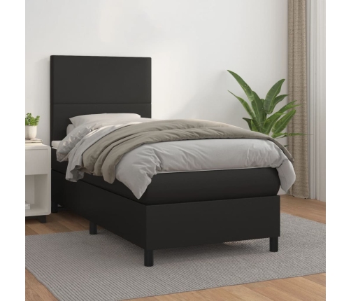 vidaXL Cama box spring con colchón cuero sintético negro 80x200 cm