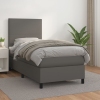 Cama box spring con colchón cuero sintético gris 80x200 cm