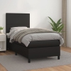 Cama box spring con colchón cuero sintético negro 90x190 cm