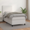 Cama box spring con colchón cuero sintético blanco 90x190 cm