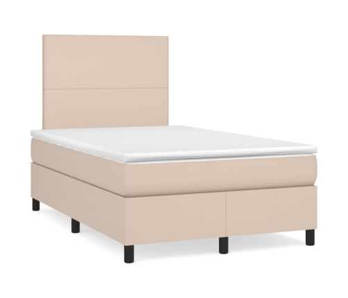 Cama box spring con colchón cuero sintético capuchino 120x200cm