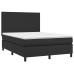 Cama box spring con colchón cuero sintético negro 140x190 cm