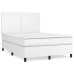 Cama box spring con colchón cuero sintético blanco 140x190 cm