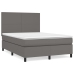 Cama box spring con colchón cuero sintético gris 140x190 cm