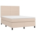 Cama box spring con colchón cuero sintético capuchino 140x190cm