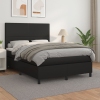 Cama box spring con colchón cuero sintético negro 140x200cm