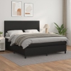 Cama box spring con colchón cuero sintético negro 180x200 cm