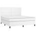 Cama box spring con colchón cuero sintético blanco 180x200 cm