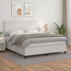 Cama box spring con colchón cuero sintético blanco 180x200 cm