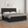 Cama box spring con colchón cuero sintético negro 200x200 cm