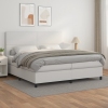 Cama box spring con colchón cuero sintético blanco 200x200 cm