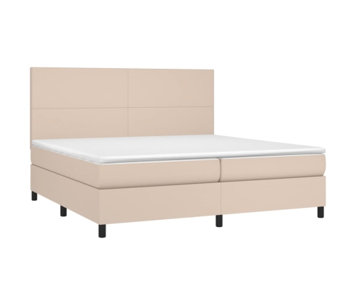 Cama box spring con colchón cuero sintético capuchino 200x200cm