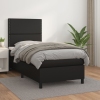 Cama box spring con colchón cuero sintético negro 80x200 cm