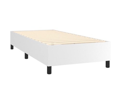 Cama box spring con colchón cuero sintético blanco 80x200 cm