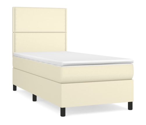 vidaXL Cama box spring con colchón cuero sintético crema 80x200 cm