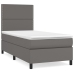 Cama box spring con colchón cuero sintético gris 90x200 cm