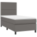 Cama box spring con colchón cuero sintético gris 90x200 cm