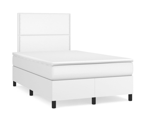 Cama box spring con colchón cuero sintético blanco 120x200 cm