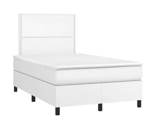 Cama box spring con colchón cuero sintético blanco 120x200 cm