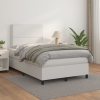 Cama box spring con colchón cuero sintético blanco 120x200 cm