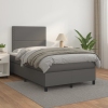 Cama box spring con colchón cuero sintético gris 120x200 cm