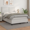 Cama box spring con colchón cuero sintético blanco 140x190 cm