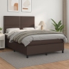 Cama box spring con colchón cuero sintético marrón 140x190 cm