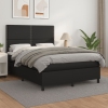 Cama box spring con colchón cuero sintético negro 140x200cm