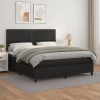 Cama box spring con colchón cuero sintético negro 160x200 cm