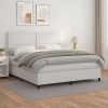 Cama box spring con colchón cuero sintético blanco 160x200 cm