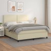 Cama box spring con colchón cuero sintético crema 160x200 cm